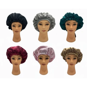 Szatén Hajsapka - Bonnet - Különböző Színekben – Fekete