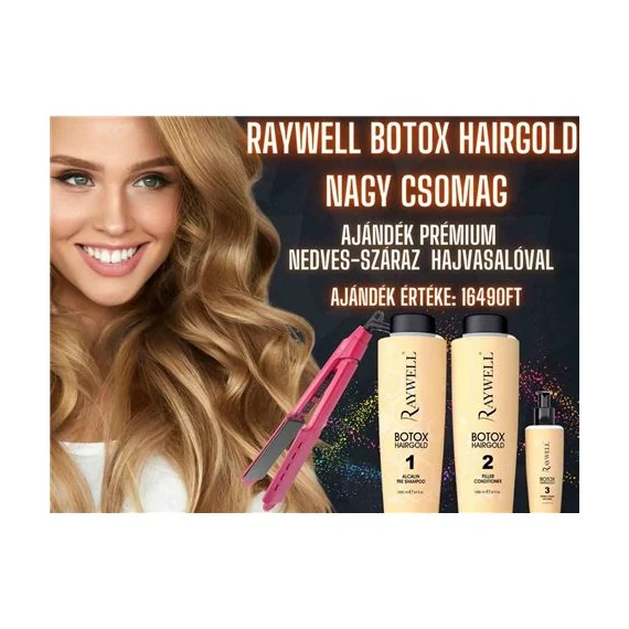HAJBOTULIN Raywell HAIRGOLD Csomag Válaszható Ajándék Hajformázó Géppel